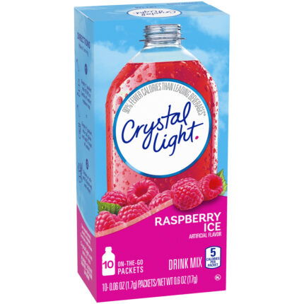 Crystal Light, Sugar Free Raspberry Ice Powdered Drink Mix Packets, Case Of 12, .6 Oz
