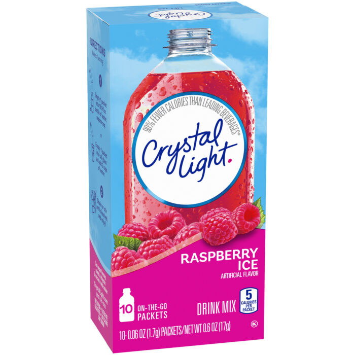 Crystal Light, Sugar Free Raspberry Ice Powdered Drink Mix Packets, Case Of 12, .6 Oz - Image 1