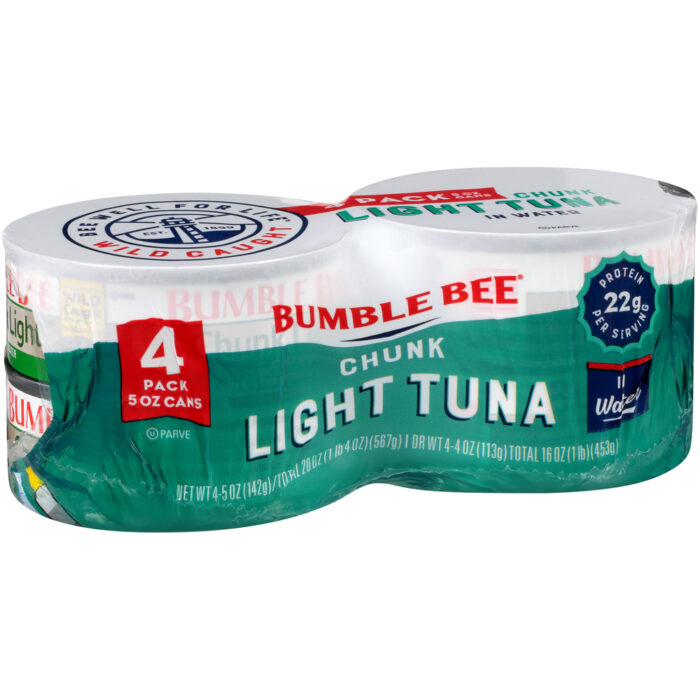 Bumble Bee, Chunk Light Tuna In Water 4 Cans, Case Of 6, 20 Oz - Image 1