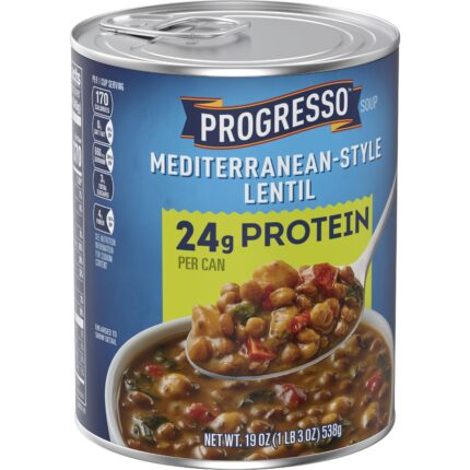 Progresso, Mediterranean-Style Lentil Protein Soup, Case Of 12, 19 Oz