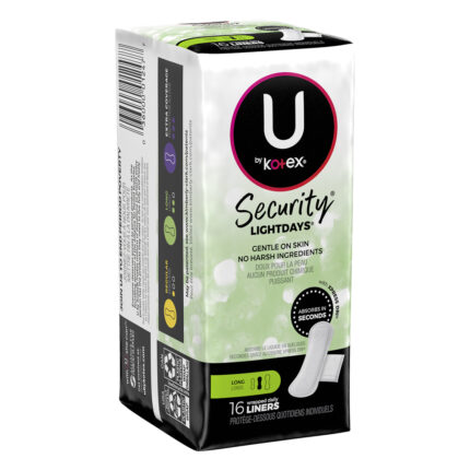 Kotex, Security Lightdays Long Daily Liners, Case Of 12, 16 Ct