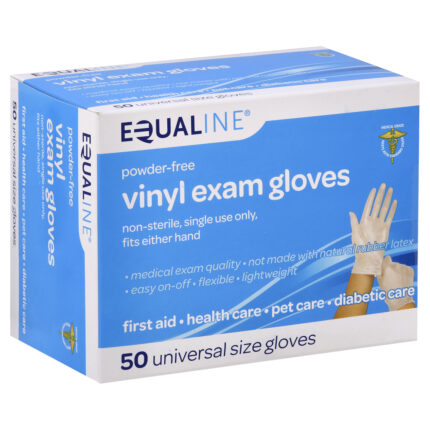Equaline, Vinyl Exam Gloves Powder-Free Universal Size, 1 Each, 50 Ct