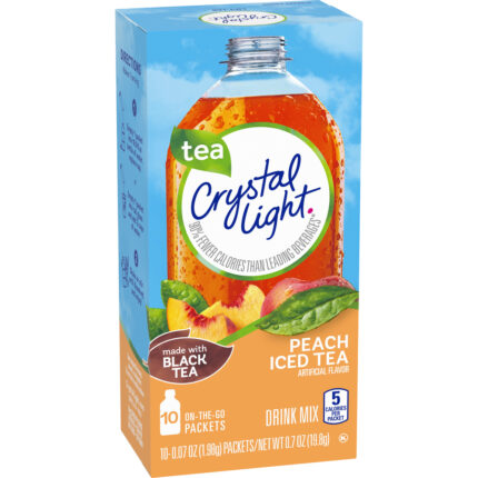 Crystal Light, Peach Iced Tea Powdered Drink Mix Packets, Case Of 12, .7 Oz