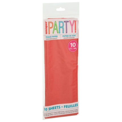 Unique Industries, Party! Red Tissue Paper 10 Sheets, Case Of 12, 10 Ct