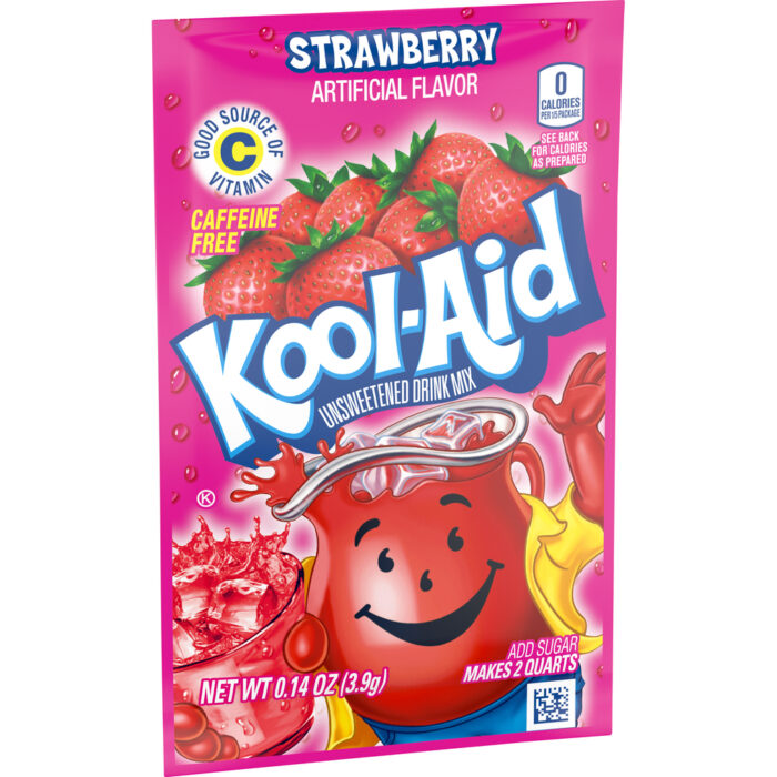 Kool-Aid, Unsweetened Strawberry Artificially Flavored Powdered Soft Drink Mix Packet, Case Of 48, .14 Oz - Image 1
