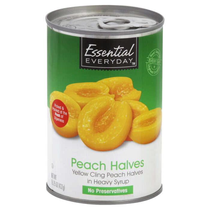 Essential Everyday, Yellow Cling Peach Halves In Heavy Syrup, Case Of 12, 15.25 Oz - Image 1