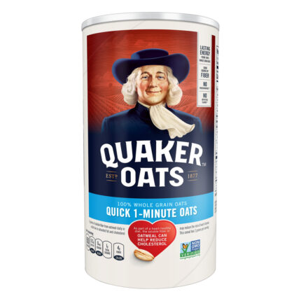 Quaker, 100% Natural Whole Grain Quick 1 Minute Oats, Case Of 12, 18 Oz