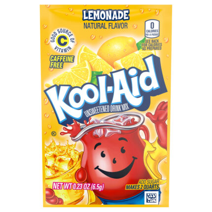 Kool-Aid, Unsweetened Lemonade Powdered Drink Mix Caffeine Free Packet, Case Of 192, .23 Oz