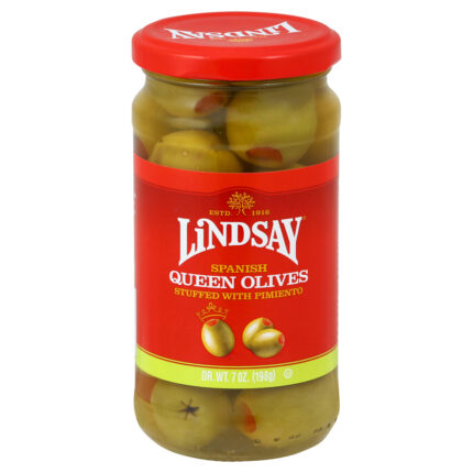 Lindsay, Spanish Queen Olives Stuffed With Pimento, Case Of 6, 7 Oz