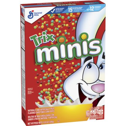 General Mills, Trix Minis Fruity Puff Breakfast Cereal, Case Of 12, 10.8 Oz