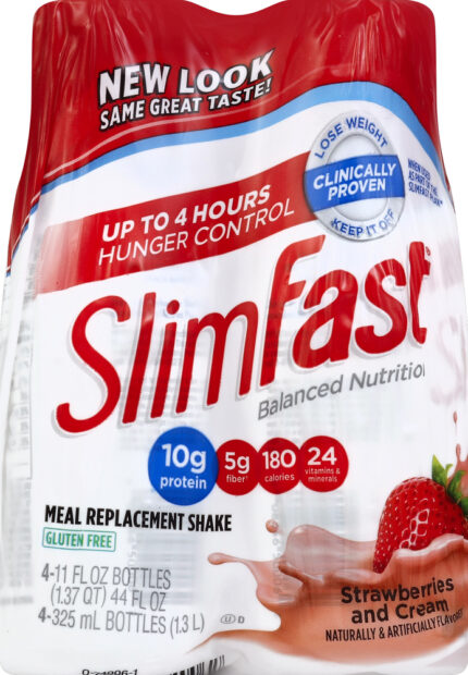 Slim Fast, Balanced Nutrition Meal Replacement Shake Strawberries And Cream 4/11 Fl Oz, Case Of 3, 44 Oz