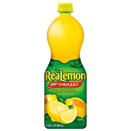 Realemon,  100% Lemon Juice Natural Strength From Concentrate, Case Of 12, 32 Fl Oz