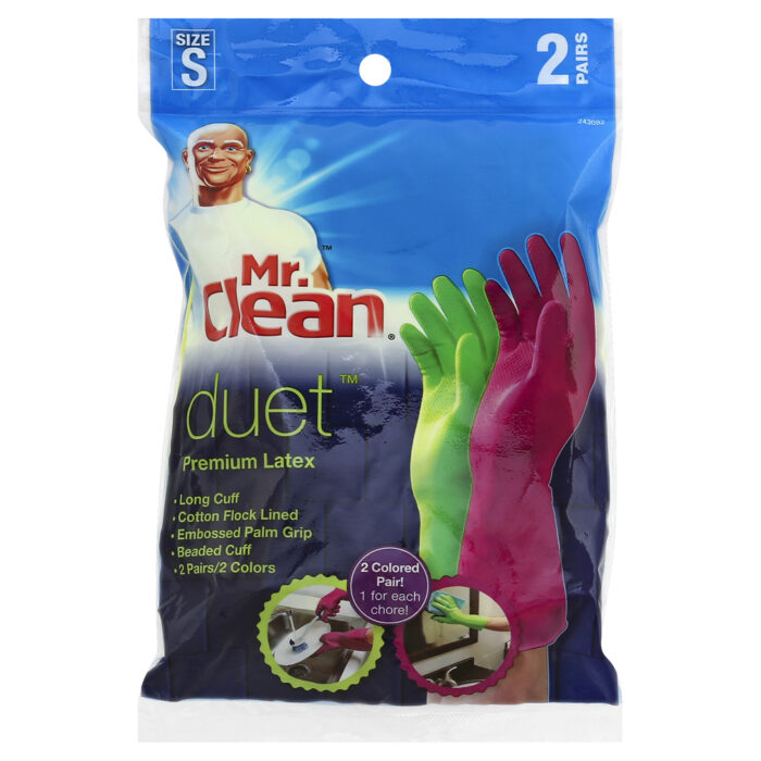 Mr. Clean, Duet Premium Latex Gloves Small 2 Colored Pairs, Case Of 6, 1 Ct - Image 1