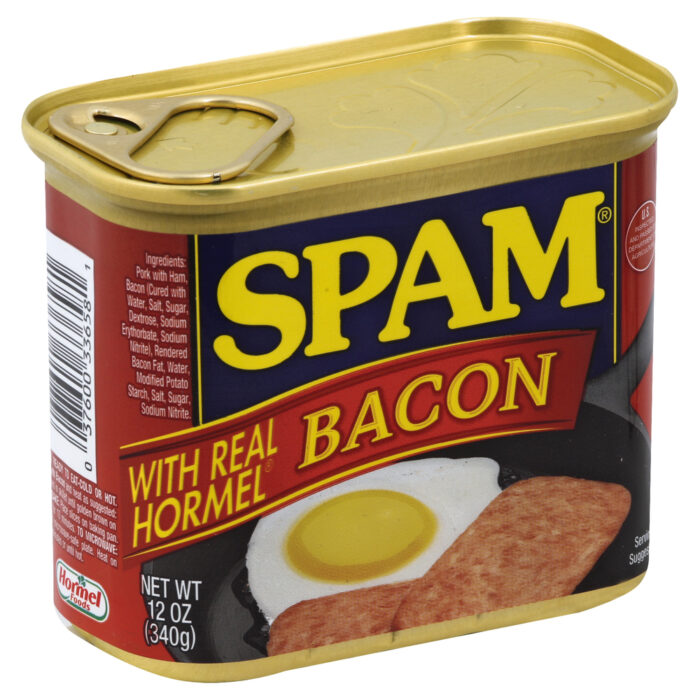 Spam, Spam With Real Hormel Bacon Can, Case Of 12, 12 Oz - Image 1