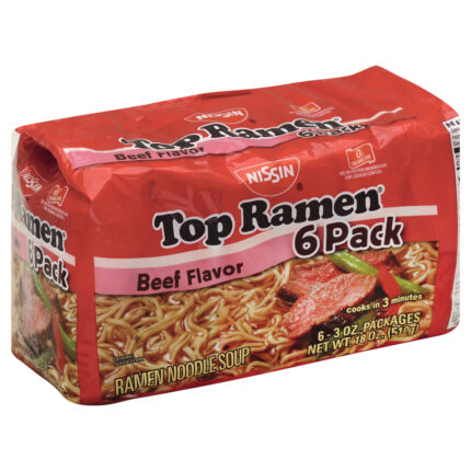 Nissin, The Original Top Ramen Beef Flavor Ramen Noodle Soup, Case Of 4, 18 Oz