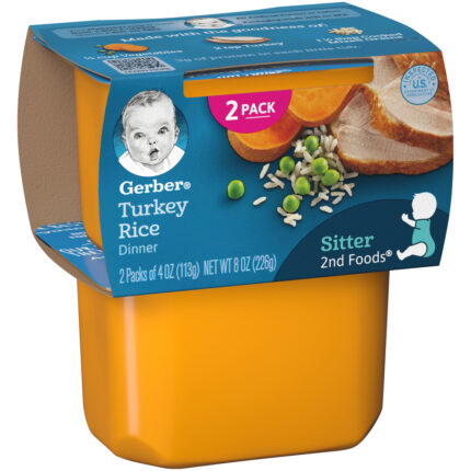 Gerber, 2Nd Foods Turkey Rice Dinner Baby Food Tubs, Case Of 8, 8 Oz