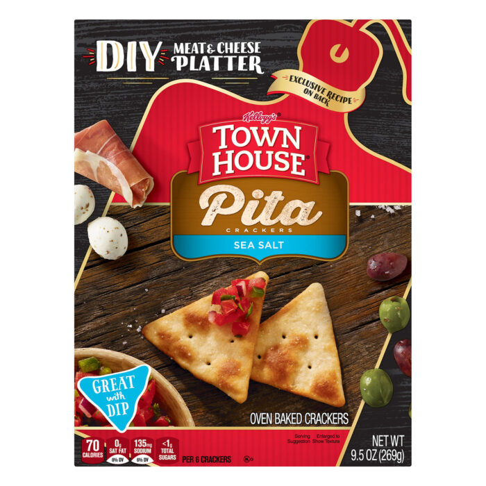 Town House, Pita Crackers Oven Baked Sea Salt, Case Of 12, 9.5 Oz - Image 1
