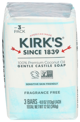 Kirks Soap Bar 3Pk Frag Free 12 Oz