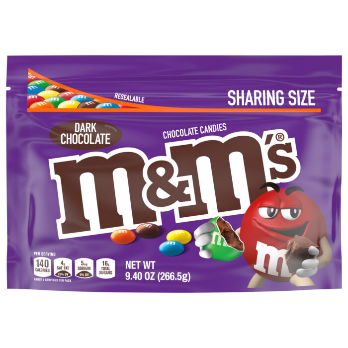 M&M'S, Dark Chocolate Candies Sharing Size, Case Of 8, 9.4 Oz - Image 1