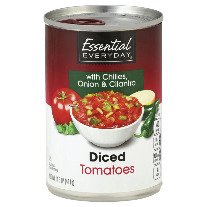 Essential Everyday, Diced Tomatoes With Chilies Onion Cilantro, Case Of 24, 14.5 Oz - Image 1