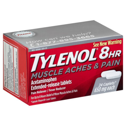 Tylenol, Acetaminophen Muscle Aches & Pain Caplets, Case Of 6, 24 Ct