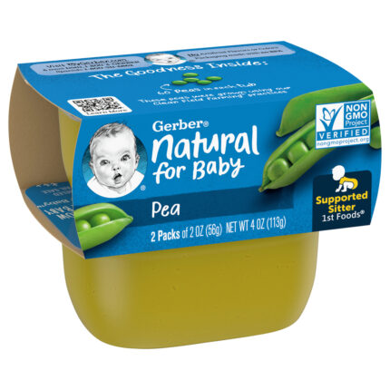 Gerber, 1St Foods Natural For Baby Pea Baby Food 2 Tubs, Case Of 8, 4 Oz