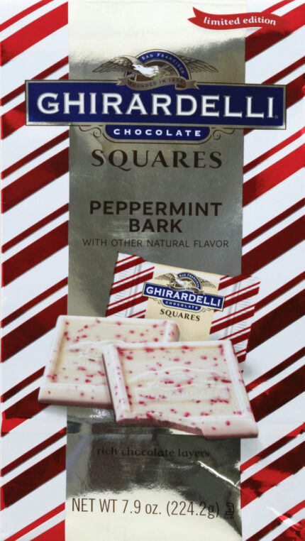 Ghirardelli, Chocolate Peppermint Bark Squares, Case Of 12, 7.9 Oz