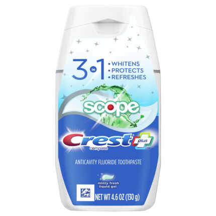 Crest, Complete Plus Scope 1 Whitening Liquid Gel Toothpaste, Case Of 6, 4.6 Oz