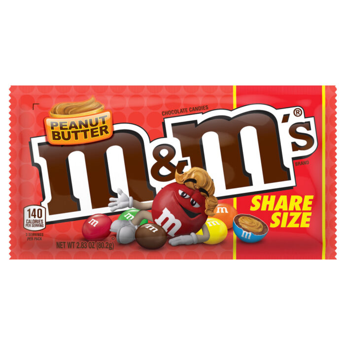 M&M'S, Peanut Butter Share Size Chocolate Candies, Case Of 24, 2.83 Oz - Image 1