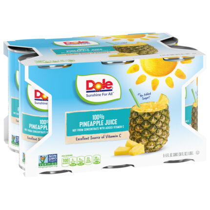 Dole, Pineapple 100% Juice 6 Cans, Case Of 8, 36 Fl Oz