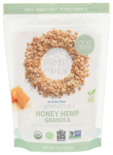 One Degree Granola Honey Hemp Org 11 Oz