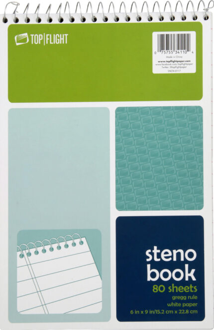 Top Flght, Steno Book, Case Of 6, 80 Ct