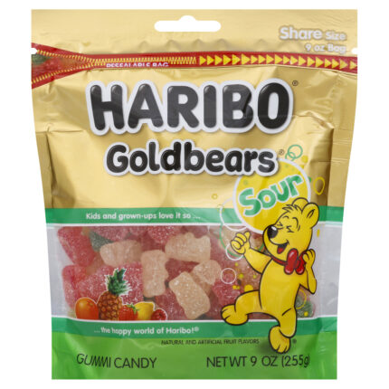 Haribo, Sour Gold Bears Gummy Candy, Case Of 8, 9 Oz