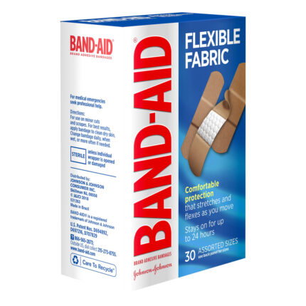 Band-Aid, Flexible Fabric Adhesive Bandages Assorted Sizes, Case Of 6, 30 Ct