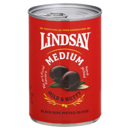 Lindsay, Medium Black Ripe Pitted Olives, Case Of 24, 6 Oz