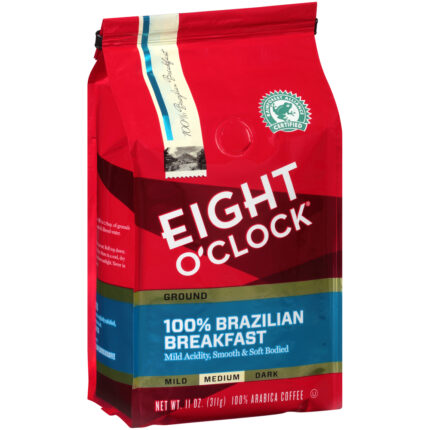 Eight O'Clock, 100% Brazilian Breakfast Medium Ground Coffee Bag, Case Of 6, 11 Oz