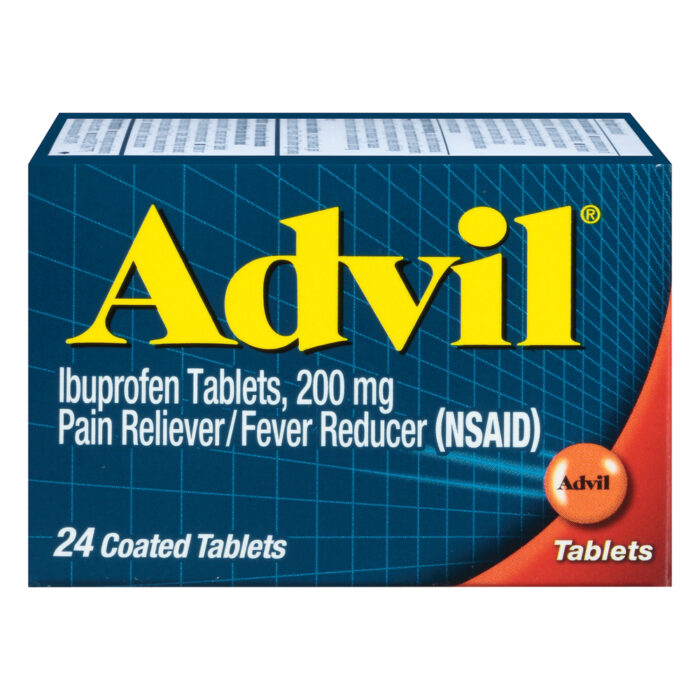 Advil, Ibuprofen Pain Reliever And Fever Reducer Coated Tablets, Case Of 6, 24 Ct - Image 1