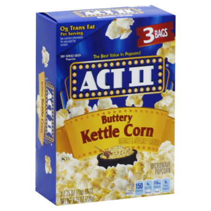 Act Il, Microwave Popcorn Buttery Kettle Corn, Case Of 12, 8.25 Oz