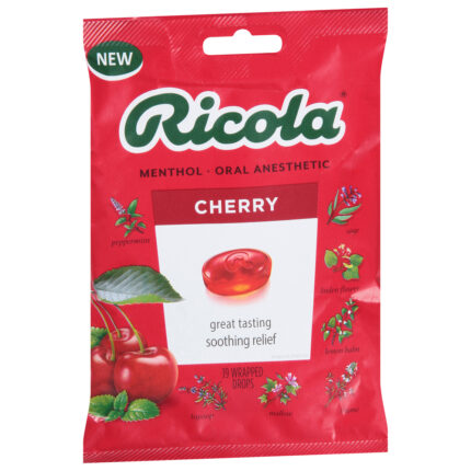 Ricola, Cherry Menthol Oral Anesthetic Drops, Case Of 8, 19 Ct