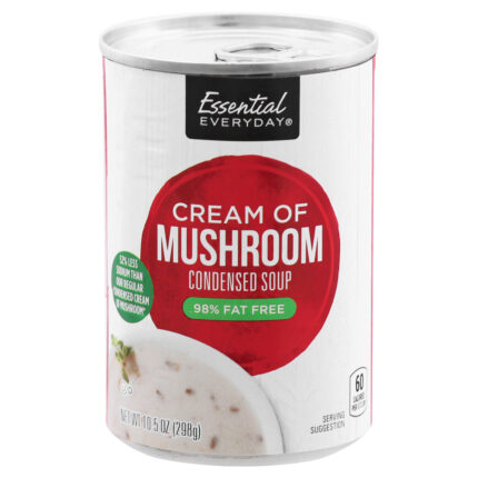 Essential Everyday, 52% Less Sodium 98% Fat Free Cream Of Mushroom Condensed Soup, Case Of 24, 10.5 Oz