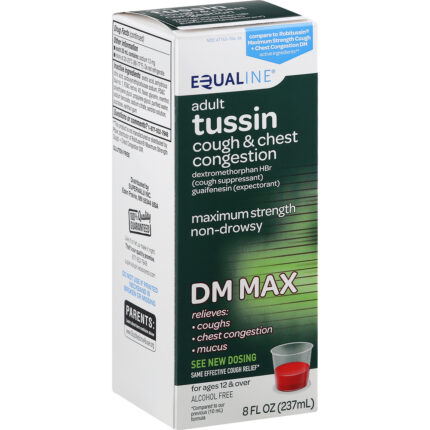 Equaline, Adult Tussin Liquid Cough And Chest Congestion Maximum Strength Non-Drowsy, Case Of 6, 8 Fl Oz