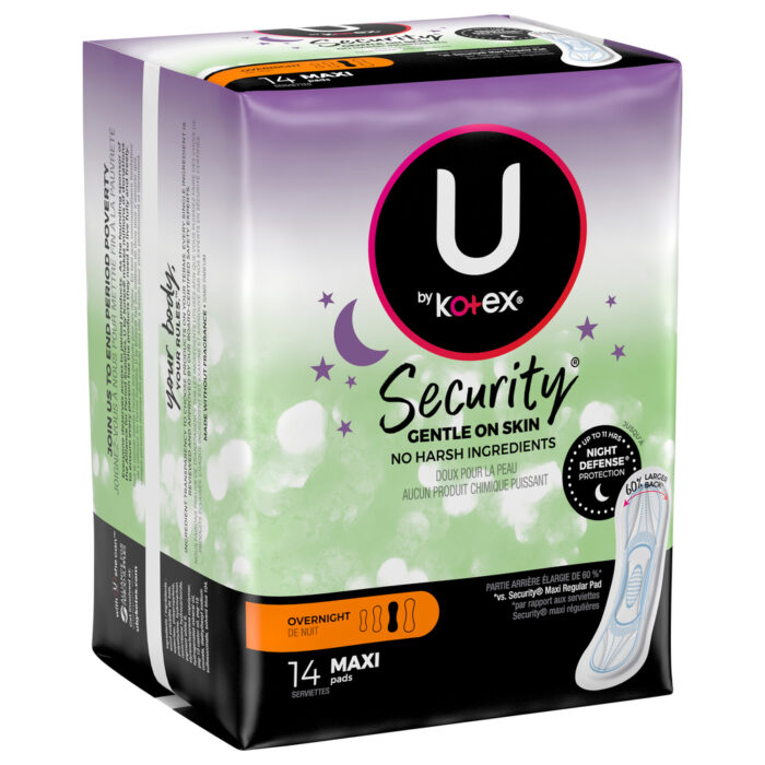 Kotex, Security Overnight Maxi Pads, Case Of 8, 14 Ct - Image 1