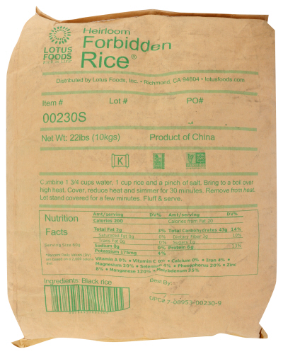 Lotus Foods Rice Forbidden 22 Lb