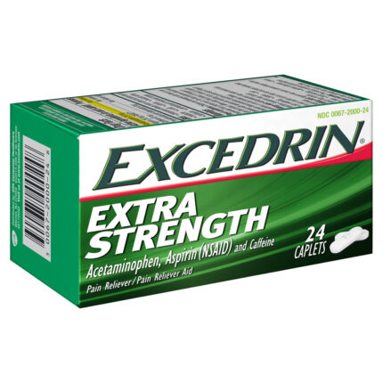Excedrin, Extra Strength Pain Reliever With Caffeine Caplets, Case Of 3, 24 Ct