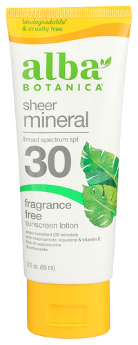 Alba Botanica Sunscrn Spf30 Frag Fr Mnrl 3 Oz