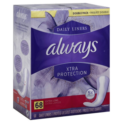 Always, Xtra Protection Daily Liners Double Pack Extra Long 2/34Ct, Case Of 4, 68 Ct