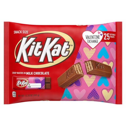 Kit Kat, Valentine Exchange Milk Chocolate Wafer Snack Size Candy Valentine'S Day Bag, Case Of 18, 12.25 Oz