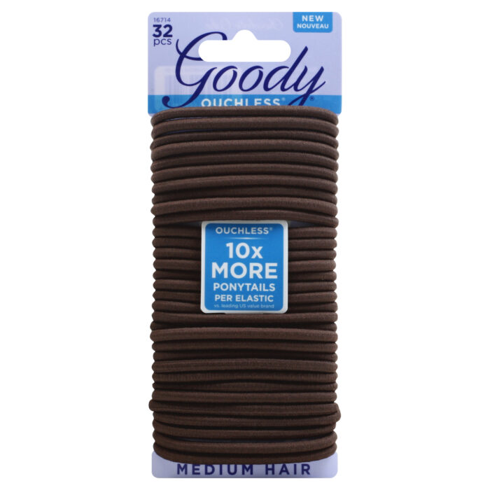 Goody, Ouchless Ponytail Elastics Brown Medium Hair, Case Of 3, 32 Ct - Image 1