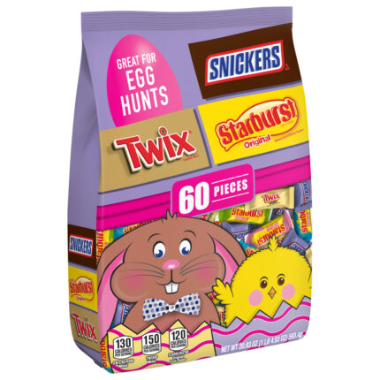 Mars, Snickers Twix And Starburst Easter Candy Variety Mix Bag 60 Pieces, Case Of 15, 20.93 Oz
