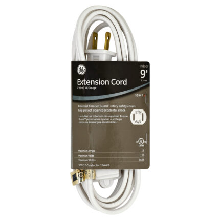 Ge, Indoor Extension Cord White, 1 Each, 9 Ft